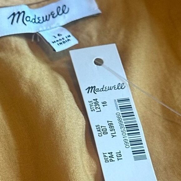 Madewell Scalloped Eyelet Midi Dress Golden Yellow Floral Size 14 Women's NWT - Picture 11 of 11